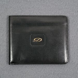 S.T. Dupont Paris Black Leather Bifold Wallet Vintage Gold D Logo Unused